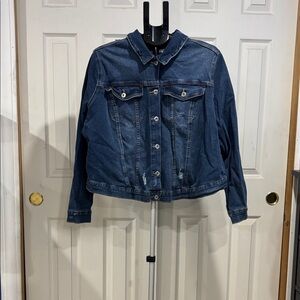 Jessica Simpson Dark Blue Distressed Denim Jacket